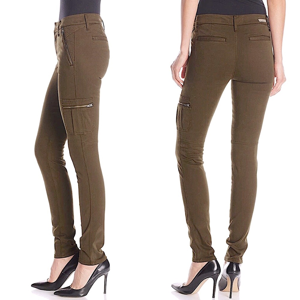 NWT Level 99 Liza Skinny Cargo Pants Olive Green